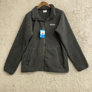 Columbia Men's M Black Full-Zip Sherpa Fleece Jacket Regular Fit Full Zip N0367